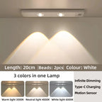 White/Black LED Cabinet Light USB Rechargeable Motion Sensor LED Light for Kitchen Wardrobe Cabinet Lighting 20CM/30CM/40CM/50CM