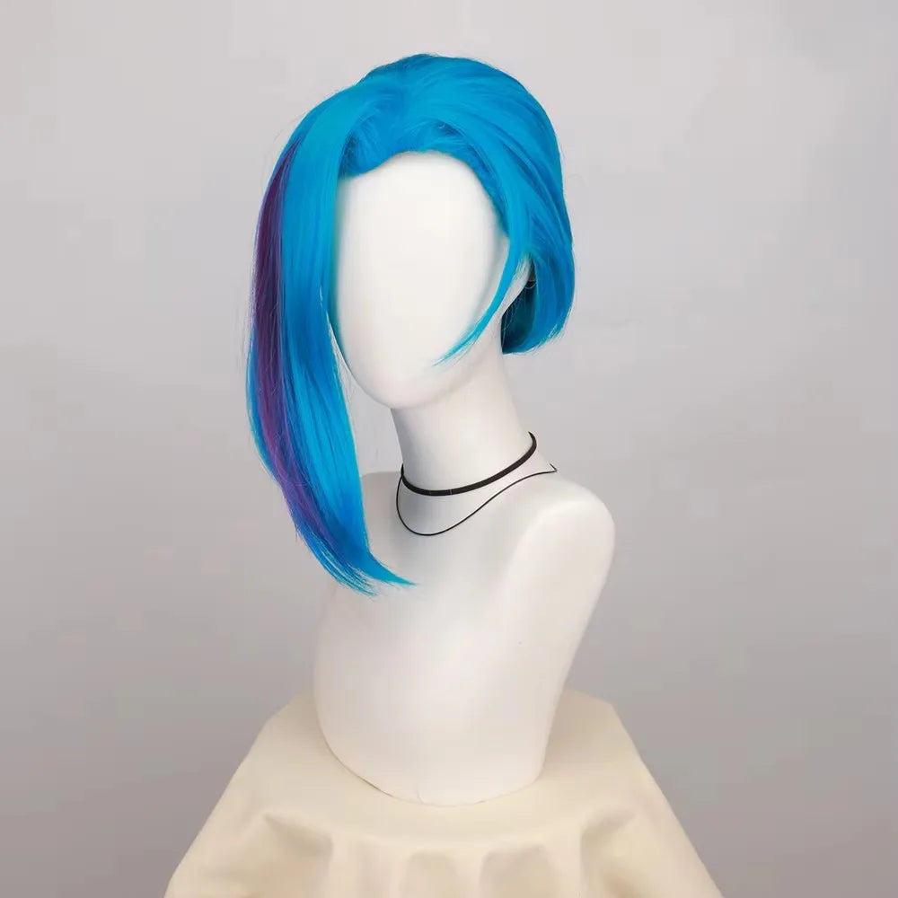 Jinx Long Blue Braided Cosplay Wig for League of Legends