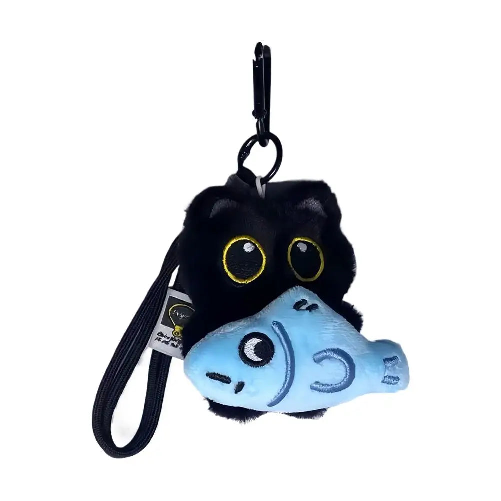 Cute Cartoon Black Cat Plush Keychain Kawaii Bag Charm