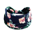 Boho Print Wide Knot Elastic Headband for Women
