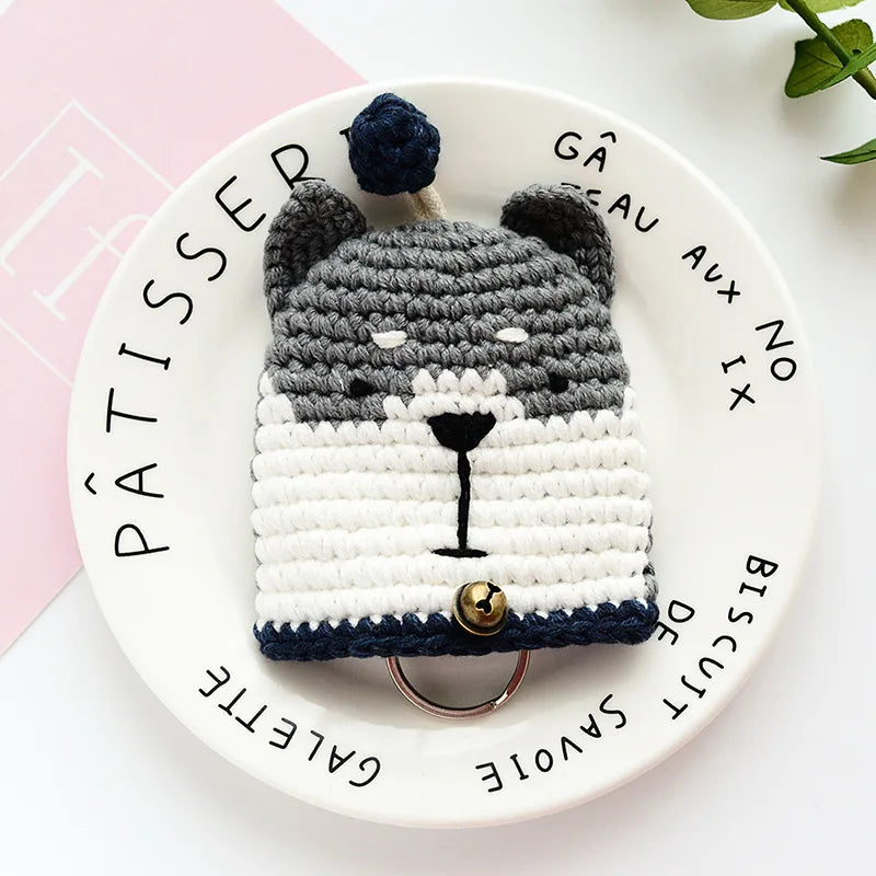 Cartoon Dog Key Case Handwoven Key Organizer Pouch