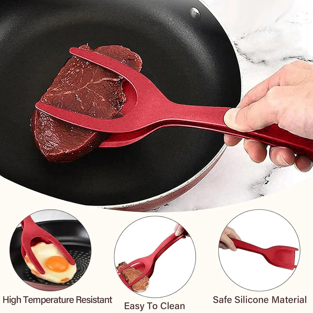 2-in-1 Grip Flip Spatula Clamp – Non-Stick Kitchen Turner Tool