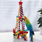 Natural Wood Rope Bird Climbing Toy for Parrots and Small Birds