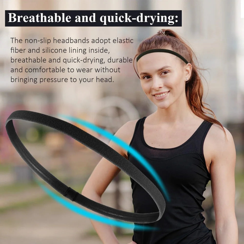 4PCS Thin Elastic Non-Slip Sports Headbands for Men & Women