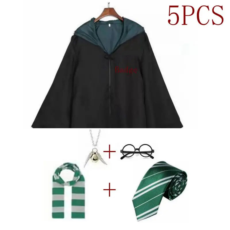 Potter Costume Robe Tie Cloak Scarf Wand Glasses Hermione Dress Flying Thief Accessories Sweater Halloween Cosplay Costume Gifts