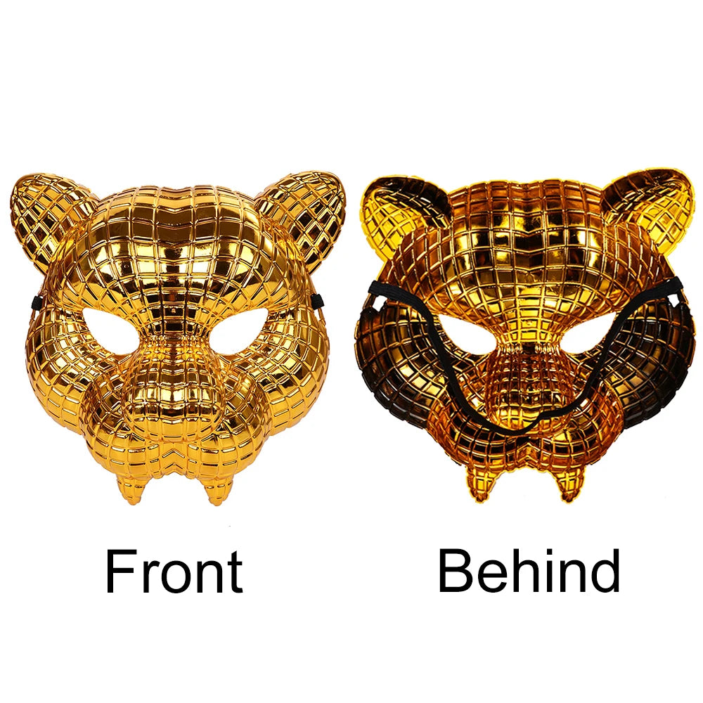 1-5pcs Halloween Animal Cosplay Lion Tiger Leopard Stage Show Prop Mask Golden Leopard Mask Costume Accessories Party Supplies