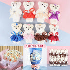 10Pcs Hot 12cm Bear Flower Bouquet Toy Cartoon Doll Teddy Bear Bouquet Graduation Birthday Wedding Gifts Party Decor