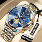 POEDAGAR Luxury Men Watch Top Original Waterproof Luminous Chronograph Man Wristwatch Stainless Steel Quartz Men's Watches Reloj