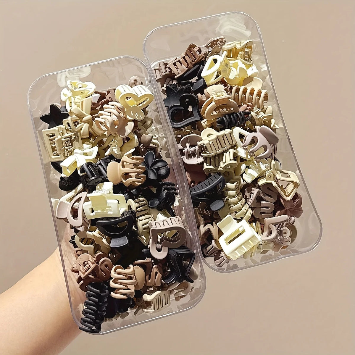 Beige Small Hair Clips Set for Women & Girls