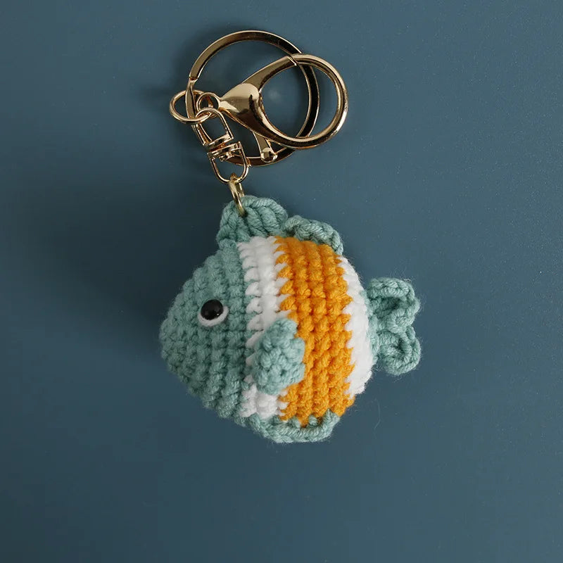 Funny Shrimp Crochet Keychain Cute Ocean Bag Charm