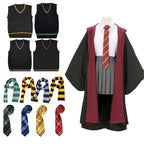 Harri Potters Adult&Children Cosplay Costume Gryffindors Shirt Gown Cloak Tie Scarf Wand Slytherin Skirt Halloween Hermione Gift
