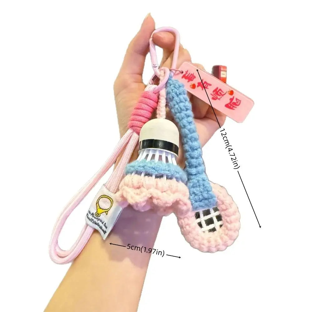 Crochet Badminton Keychain Mini Sports Bag Charm