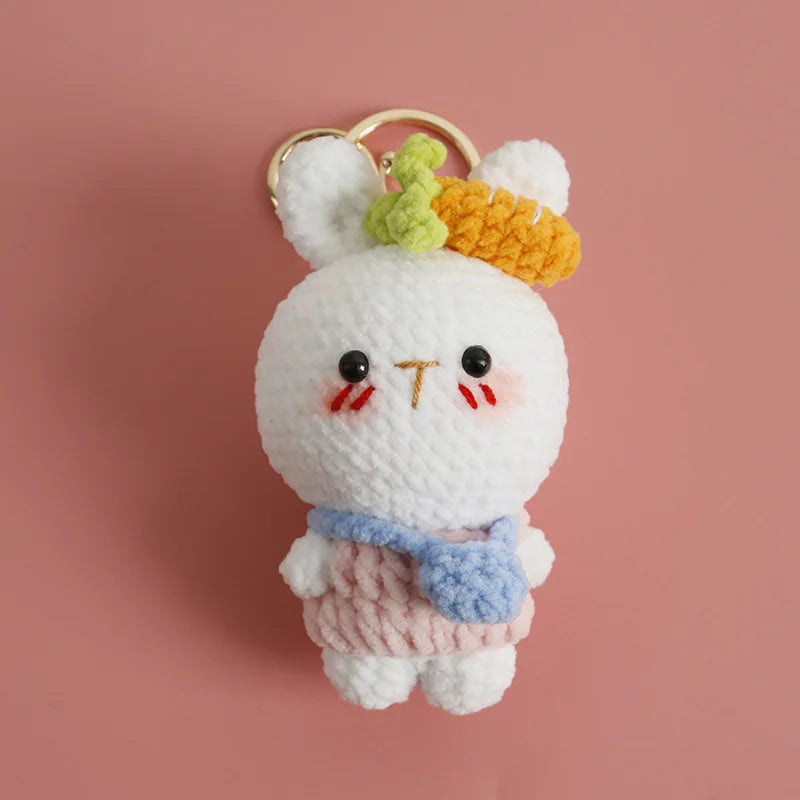 Cute Mushroom Rabbit Crochet Keychain Bunny Bag Charm