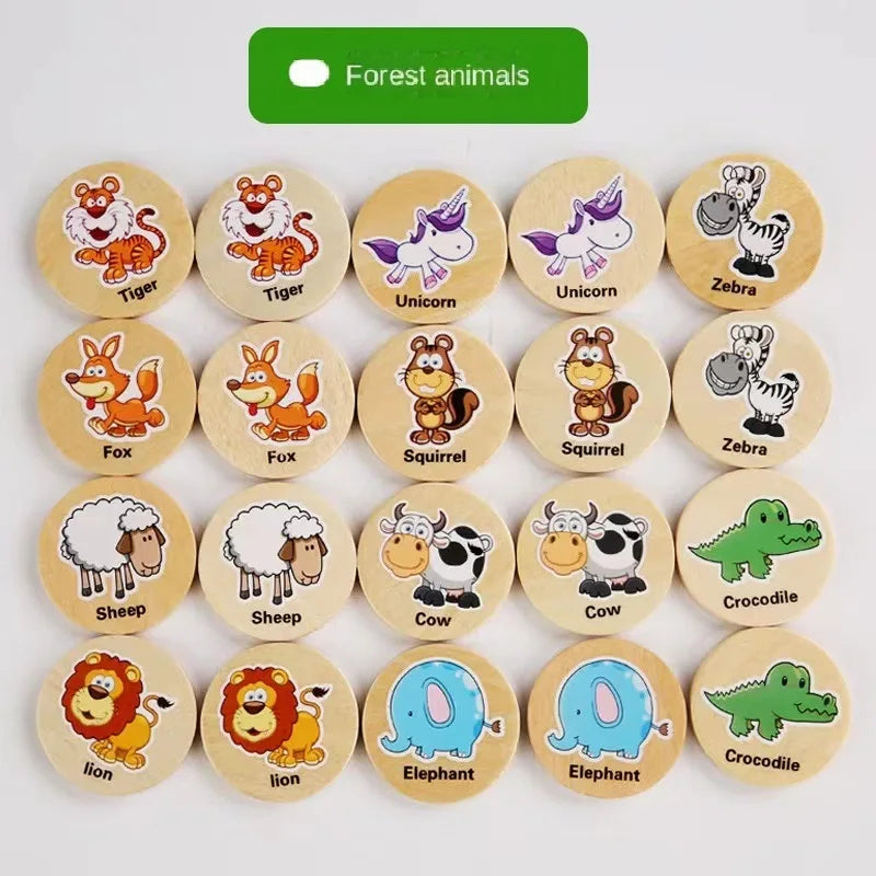 Wooden Memory Matching Pattern Puzzle Game for Kids Learning Fun