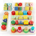 Montessori Wooden Color & Shape Matching Building Blocks