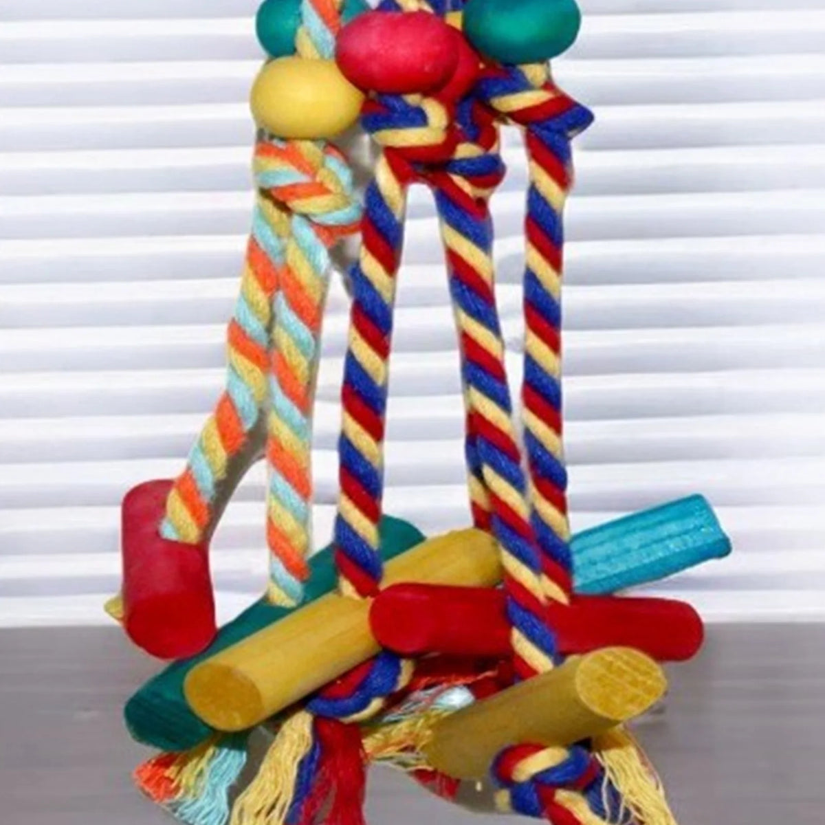 Natural Wood Rope Bird Climbing Toy for Parrots and Small Birds