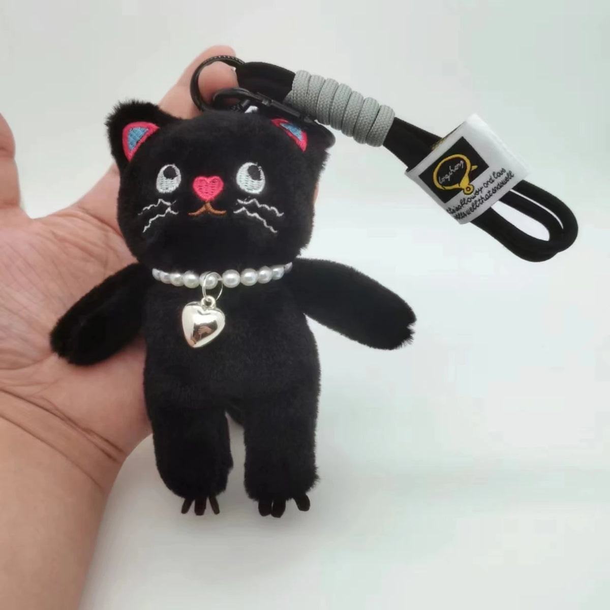 Kawaii Pink Cat Plush Keychain Cute Bag Charm for Girls Gift