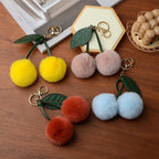 Cute Fluffy Cherry Fur Ball Keychain Bag Pendant Charm