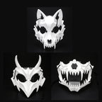 Halloween Mask Half-face Mask Cos Dragon God Fierce Tiger Night Fork Tengu Man Wolf Mask Performance Skull Masks