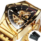 WINNER Sports Triangle Skeleton Automatic Men Watch Luminous Pointers Fashion Rubber Strap Luxury Military Mechanical Watches