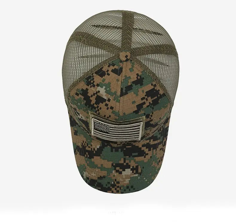 American Flag Camouflage Mesh Baseball Cap for Outdoor Adventures