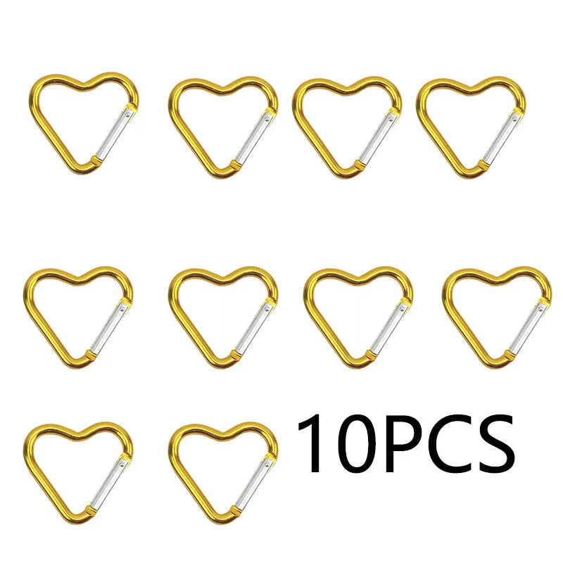10PCS Heart Shaped Aluminum Carabiner Keychain Clips for Everyday Use