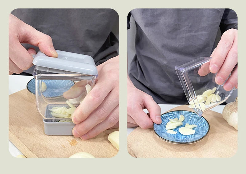 Manual Garlic Press Grinder – Multifunction Garlic Crusher, Cutter & Peeler Kitchen Tool