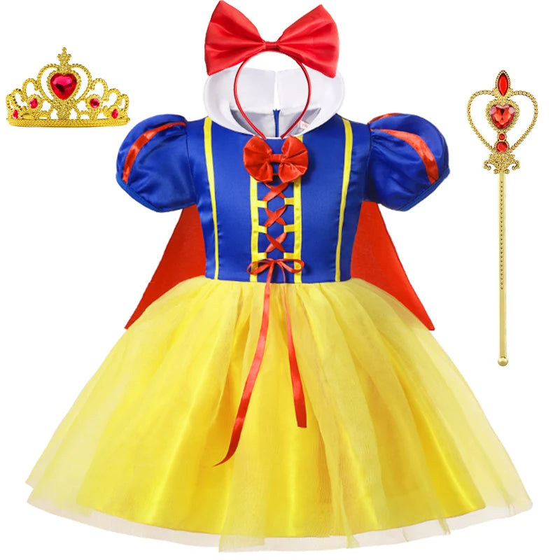 Kids Snow White Princess Costume Dress with Cape