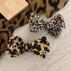 Leopard Print Bow Bun Hair Clip Women's Retro High Ponytail Hairpin, Back of Head Hair Bun Shark Clip