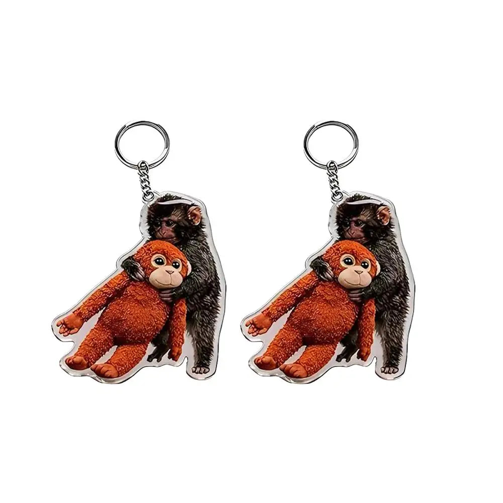 Funny Monkey Crochet Keychain Cute Backpack Charm