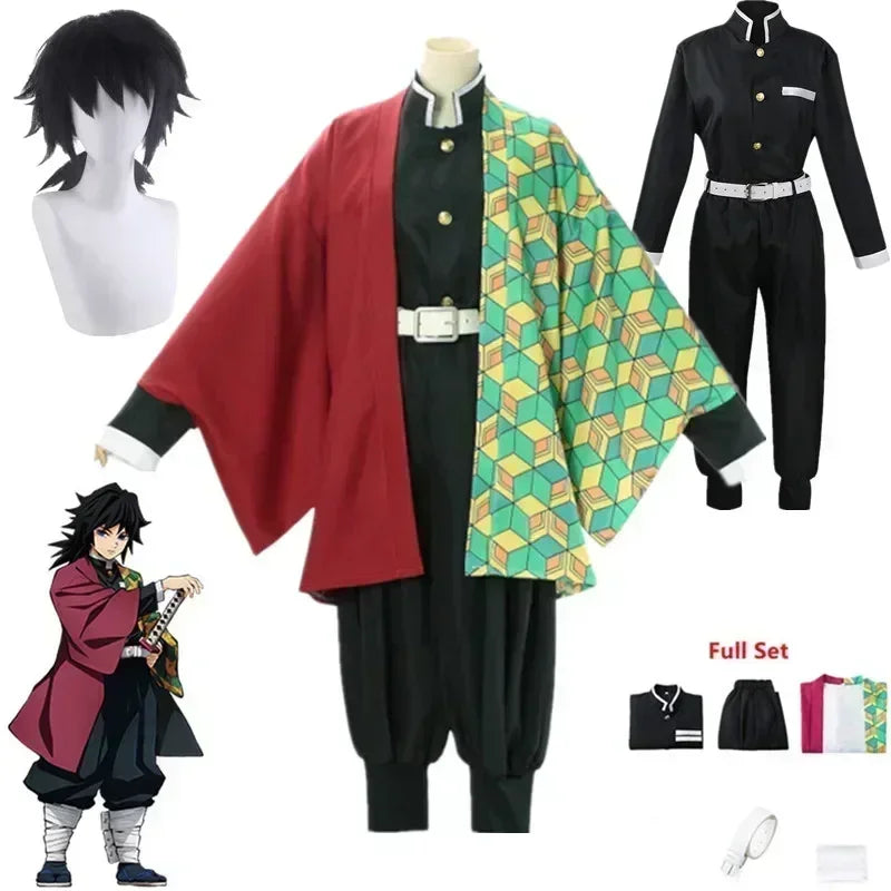 Anime Kimetsu No Yaiba Kamado Nezuko Cosplay Kostuum Kimono Demon Slayer Cosplay Pruiken Haren Halloween Carnaval Vrouwen Outfit