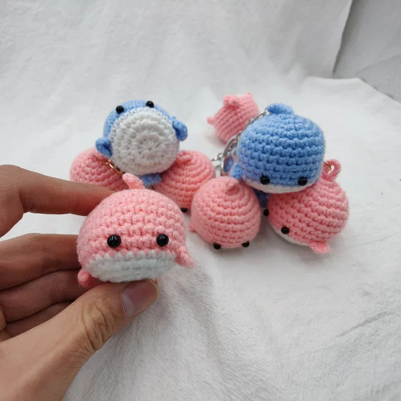 Cute Crochet Whale Keychain Handmade Ocean Bag Charm