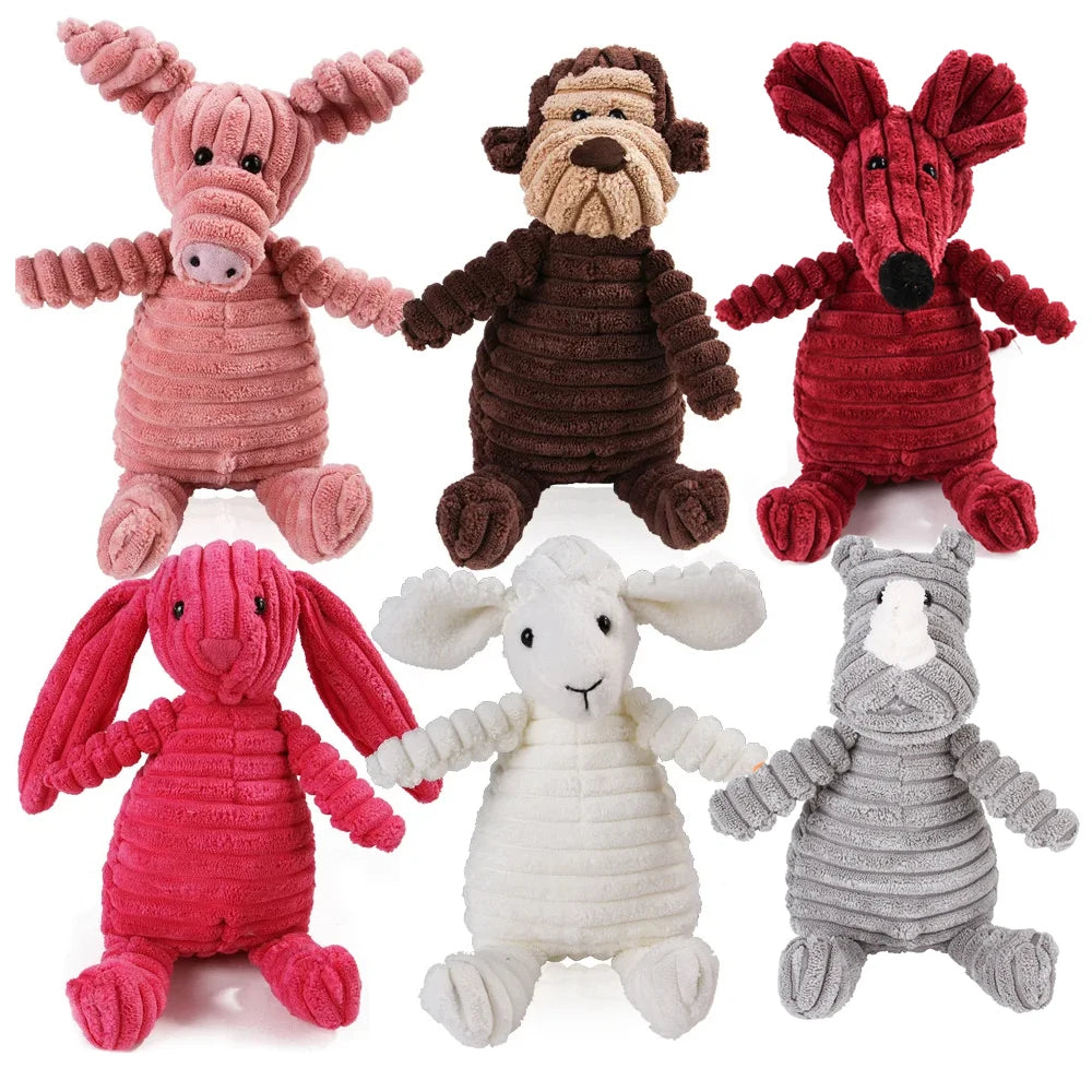 Corduroy Dog Molar Plush Toy for Interactive Chewing and Play