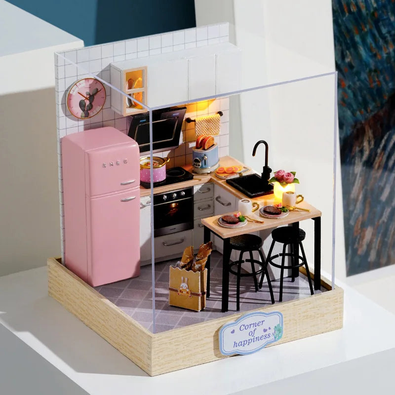 Wooden Miniature Doll House DIY 3D Puzzle Building Kit