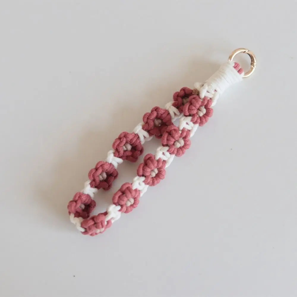 Korean Style Boho Macrame Phone Wristlet Keychain Strap