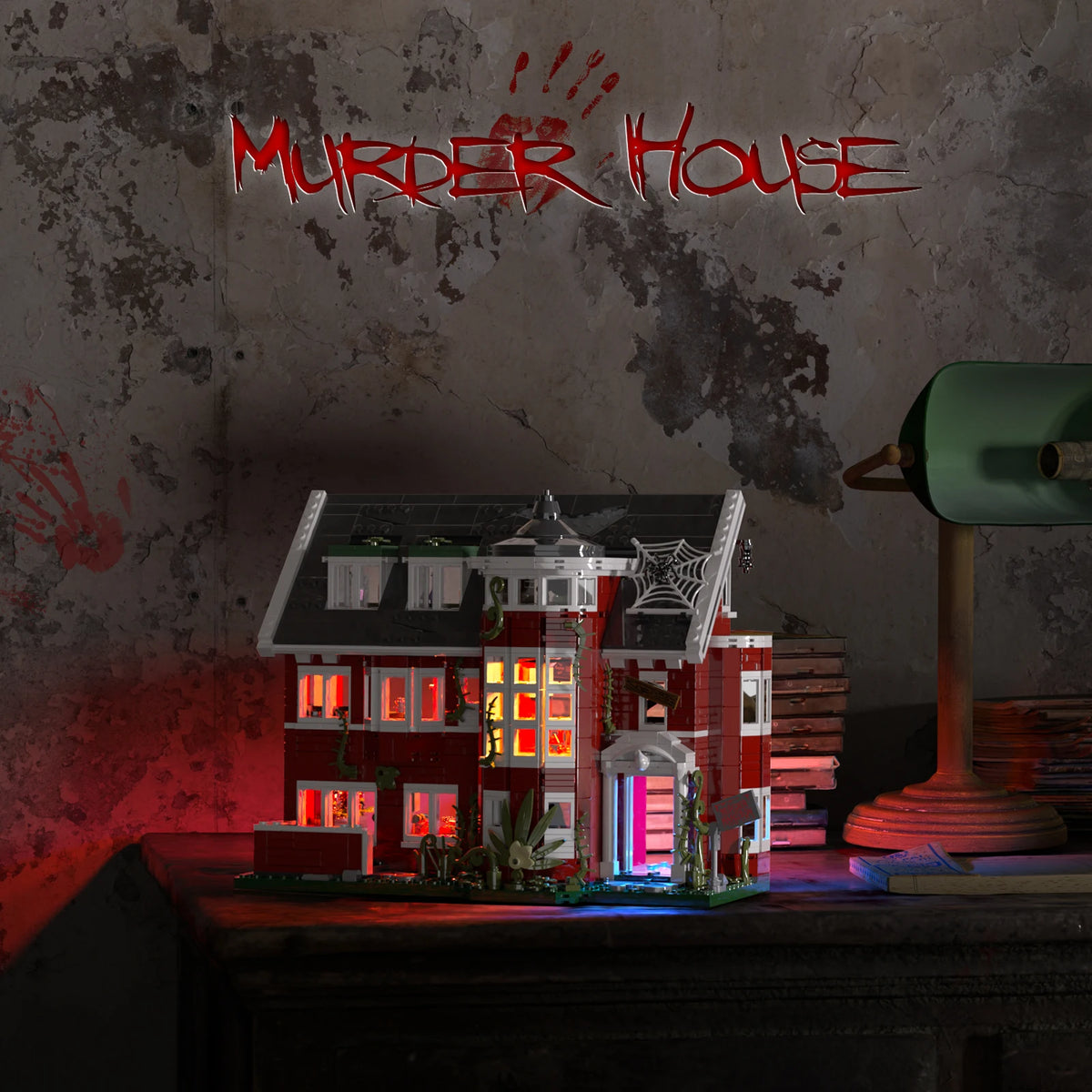 American Horror Story House Building Blocks Set with LED Light,Halloween Haunted House, Ideals Gift for Boys Girls(1171 PCS)