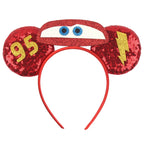 Disney Pixar Cars Kawaii Ear Headbands for Adults Lightning McQueen Hairband Cars on The Road Headwear Girl Bow Hair Accessories