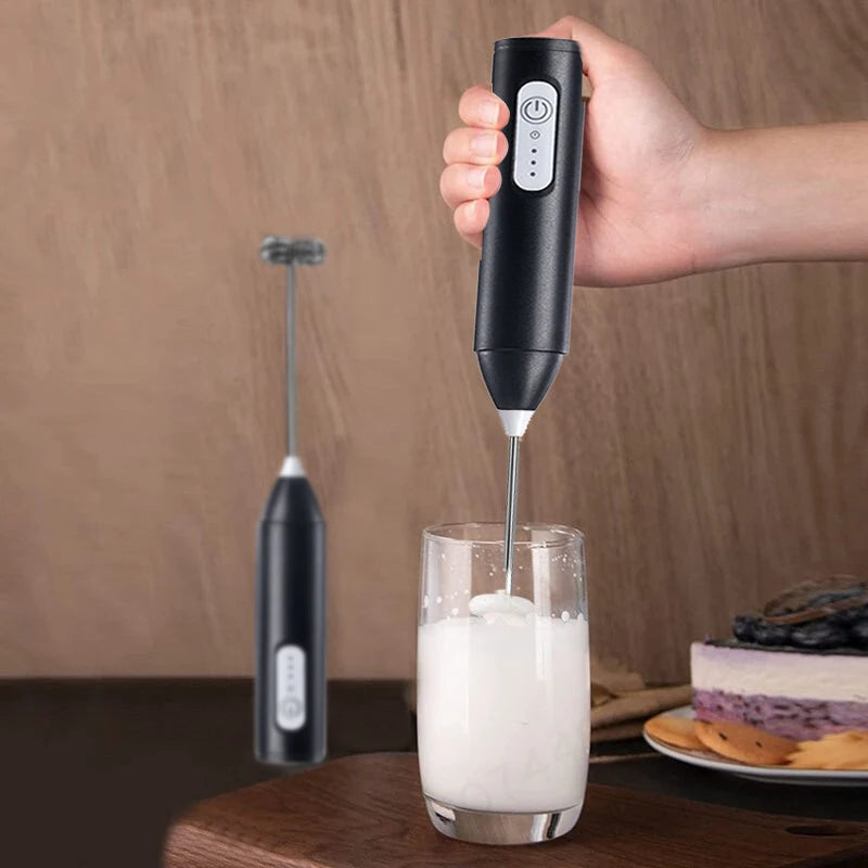 Wireless Electric Milk Frother Type-C Rechargeable Handheld Coffee Whisk Mixer