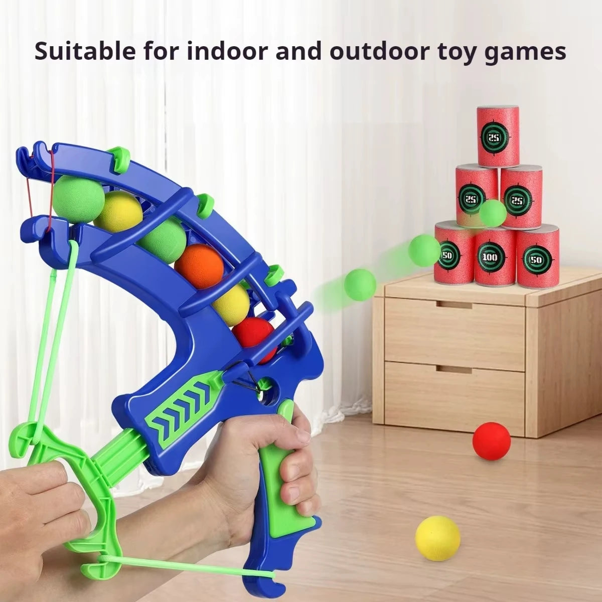 Slingshot Target Sticky Ball Bow Target Montessori Educational Toy Arrow Set Throw Sport Outdoor Fidget Game