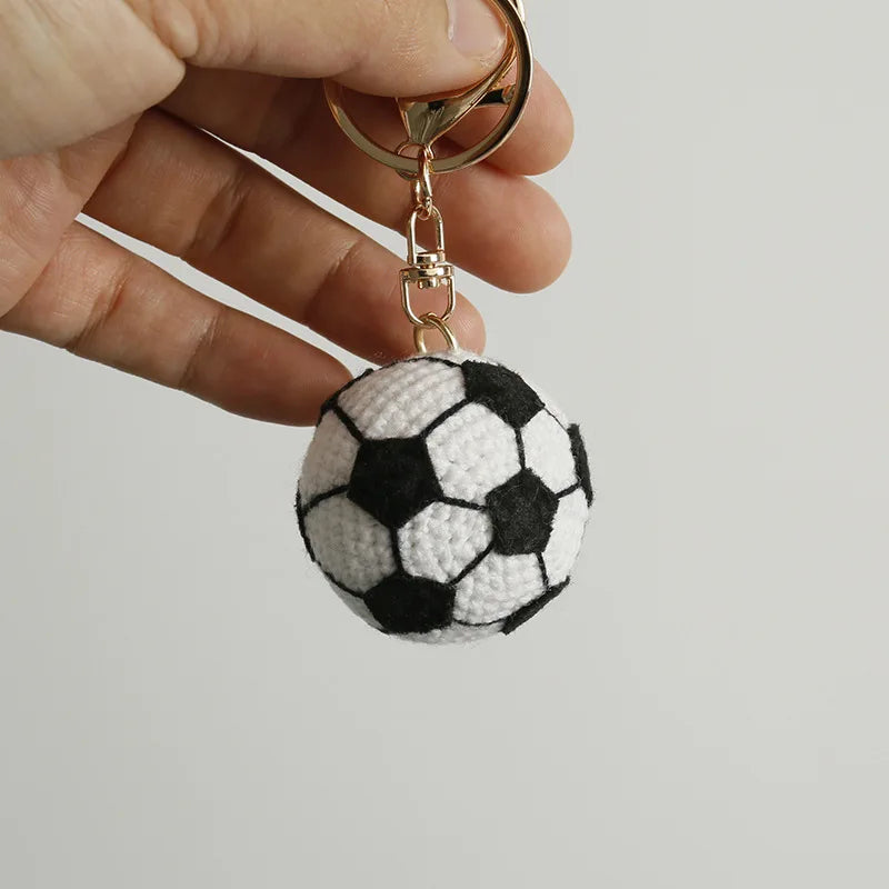 Crochet Sports Ball Keychain Soccer Basketball Bag Charm