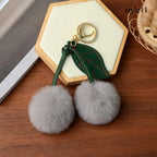 Cute Fluffy Cherry Fur Ball Keychain Bag Pendant Charm