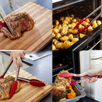 Anti-Slip Stainless Steel Cooking and Serving Tongs for Kitchen