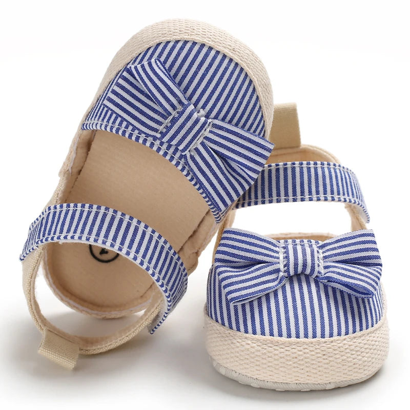 Summer Girl Baby Casual Sandals Soft Sole Comfortable Lightweight Walking Shoes Bow Canvas Baby Shoes