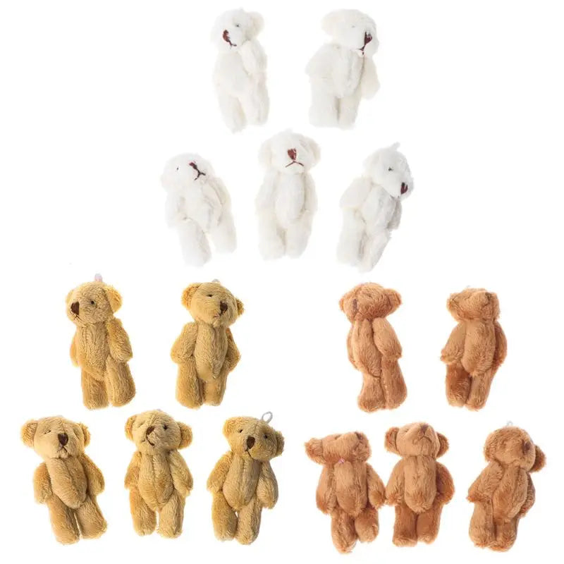 5PCS Plush Stuffed Bear Ornament Lovely Plush for Key Chain Bag Decor Handbag Accessories for Key Ring Girl Gift Women F