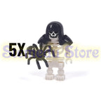 5PCS MOC Halloween Skeleton Army Mini Doll Ghost Building Block DIY Assembly Character Doll Horse Ornaments Figure Gift for Kids