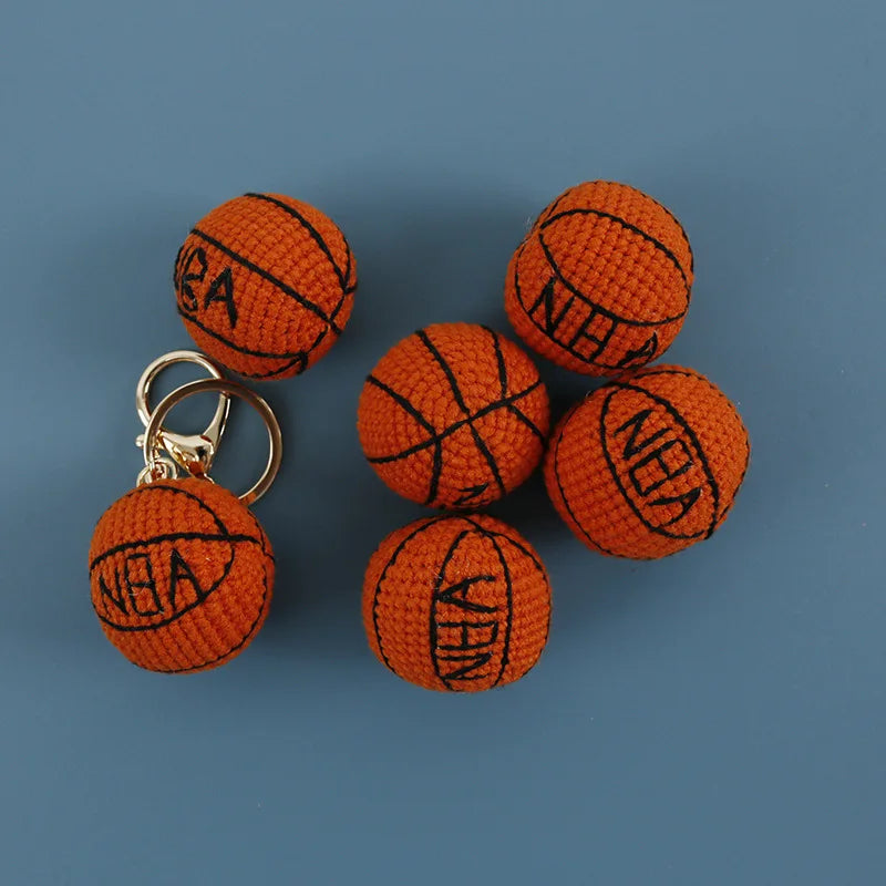 Crochet Sports Ball Keychain Soccer Basketball Bag Charm