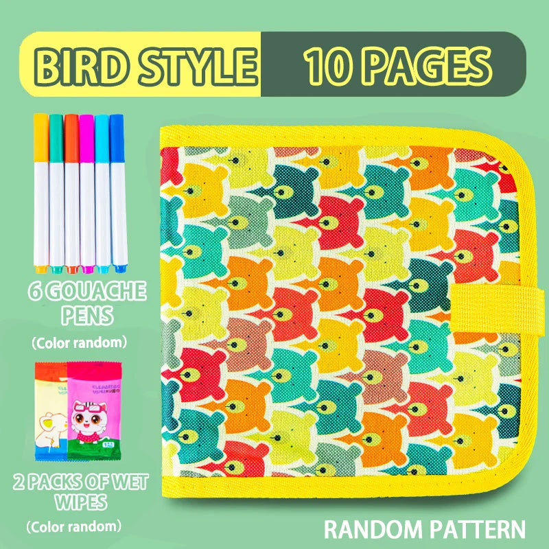 Erasable Reusable Doodle Book Drawing Pad with 12 Watercolor Pens