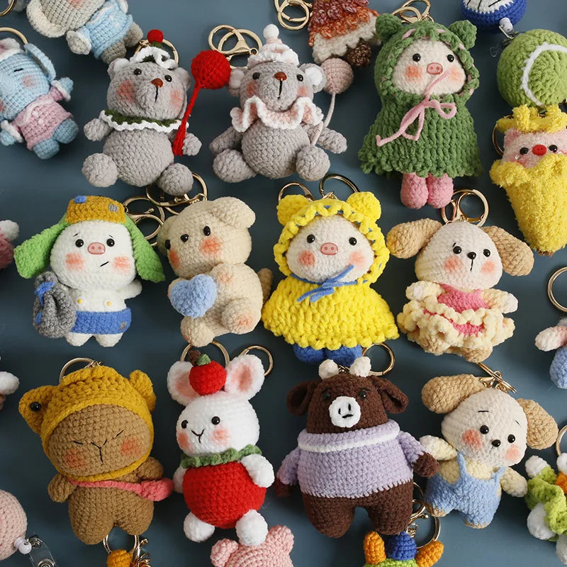 Cute Crochet Animal Doll Keychain Sheep Puppy Bag Charm