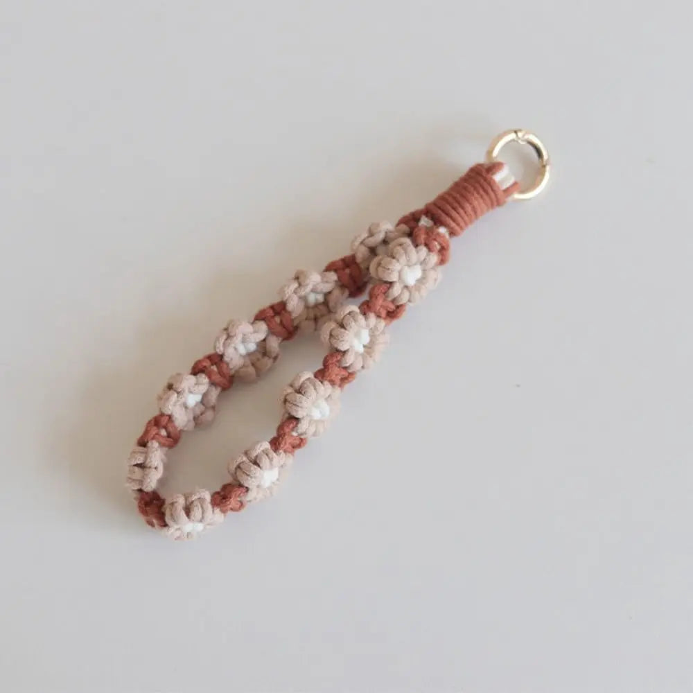 Korean Style Boho Macrame Phone Wristlet Keychain Strap
