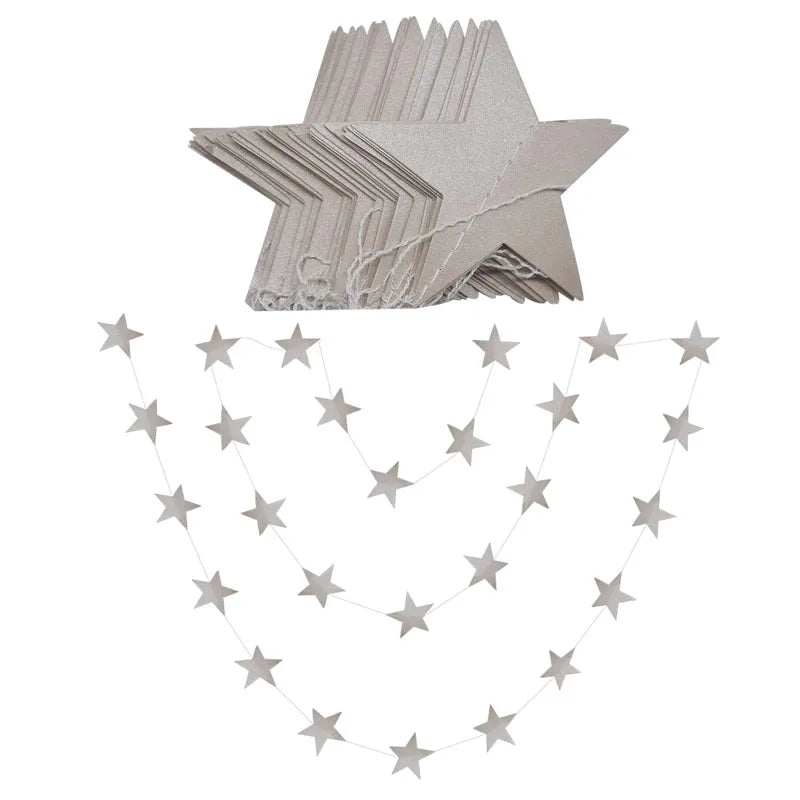4M Star Garland 7cm 10cm Paper Stars Streamer Glitter Bunting for Birthday Party Decoration Kids Room Decor Baby Shower Supplies